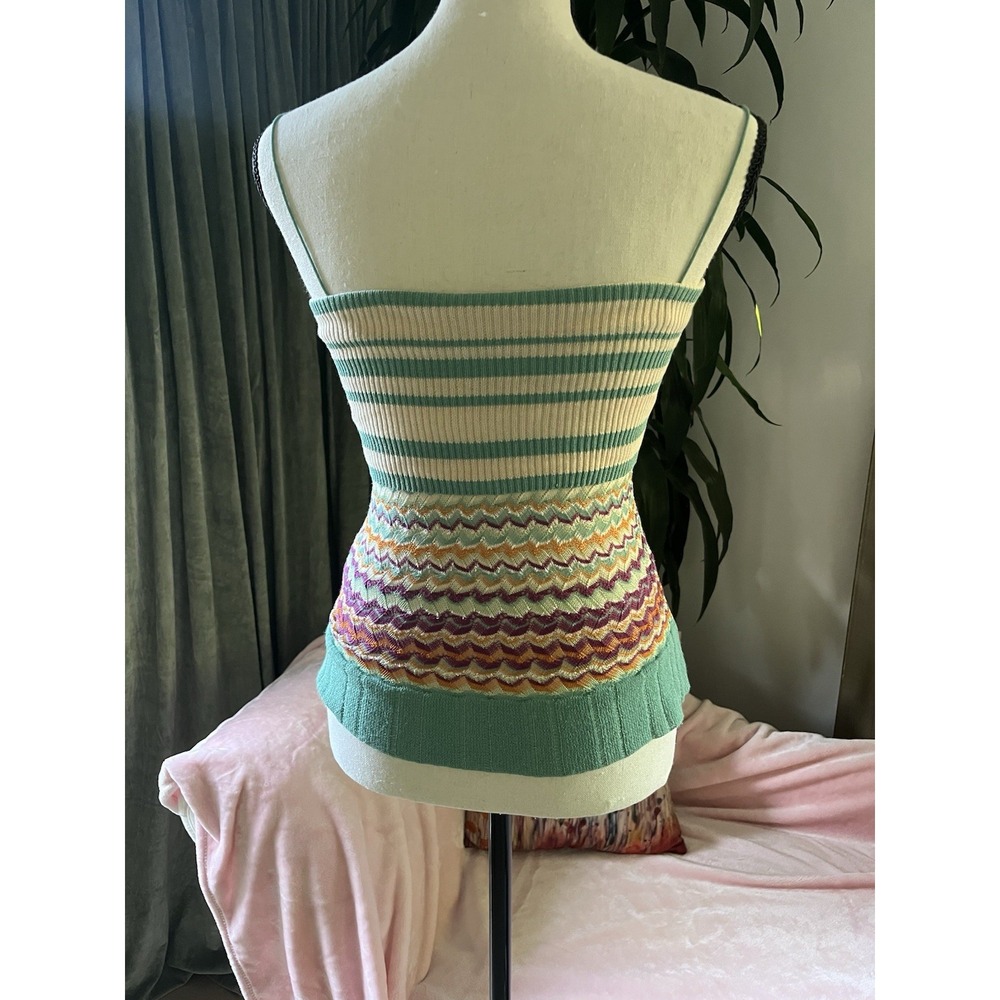 Missoni M Knit CONVERTIBLE Top Skirt Dress Zigzag Chevron Teal Purple Sz 2 IT 38 - Picture 3 of 16